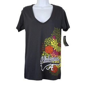 Pro Edge Women's Gray V-Neck Alabama T-shirt w/flowers (NWT) Size M